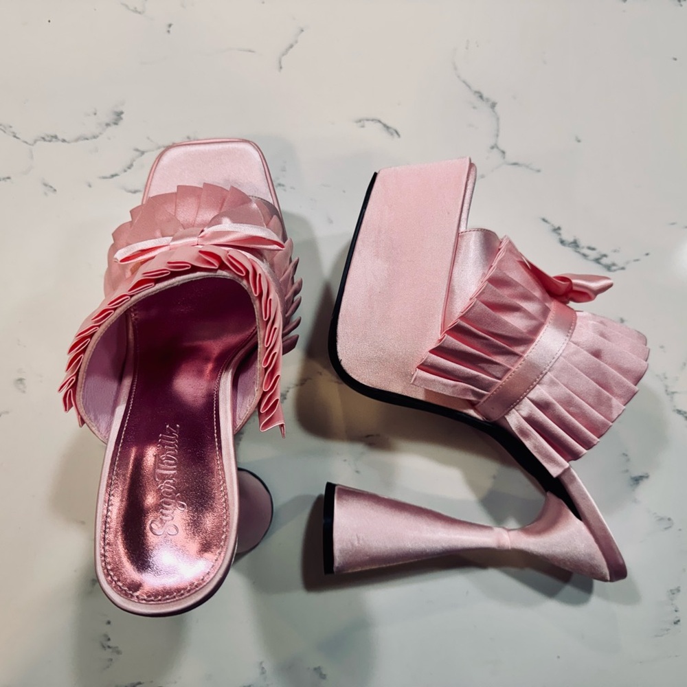 Sugar Thrillz Brand New Pink Platforms with Chunky Heel - Picture 12 of 15